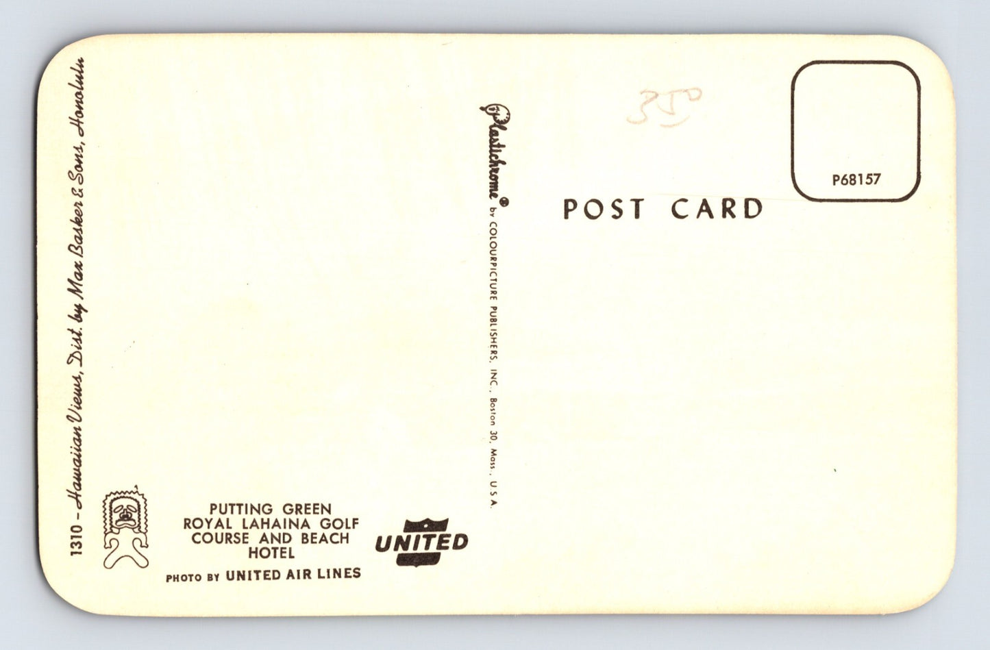 Maui Hawaii Royal Lahaina Golf Course Putting Green 1960s Postcard Unposted