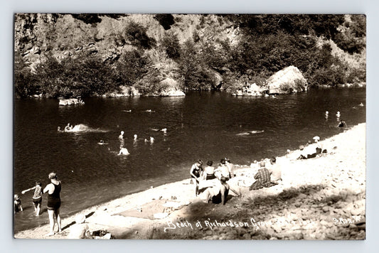 Richardson Grove beach swimmers Eel River Redwood Highway California real photo postcard
