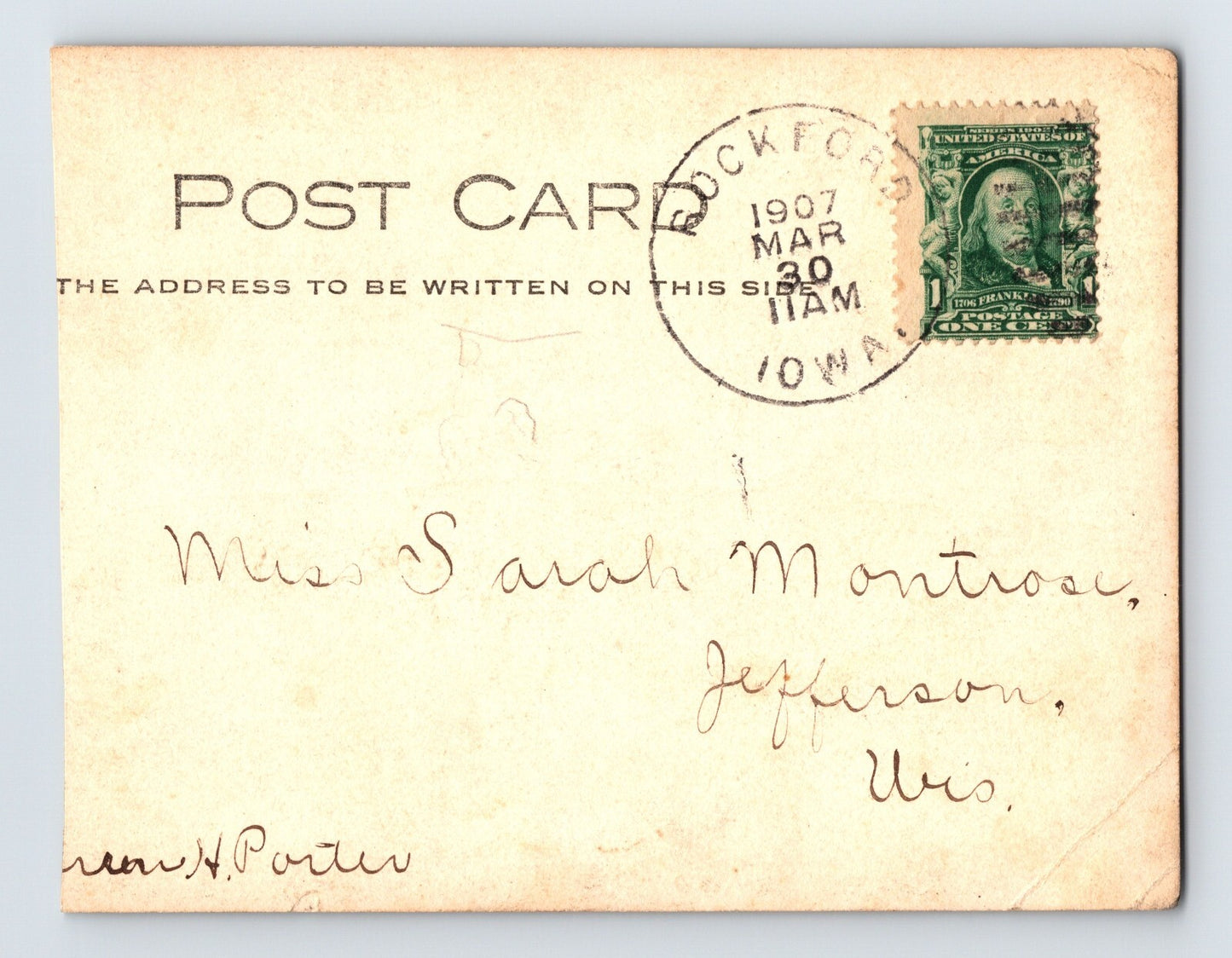 Rockford Iowa Wagon Bridge 1907 RPPC Postcard Posted Undivided Trimmed