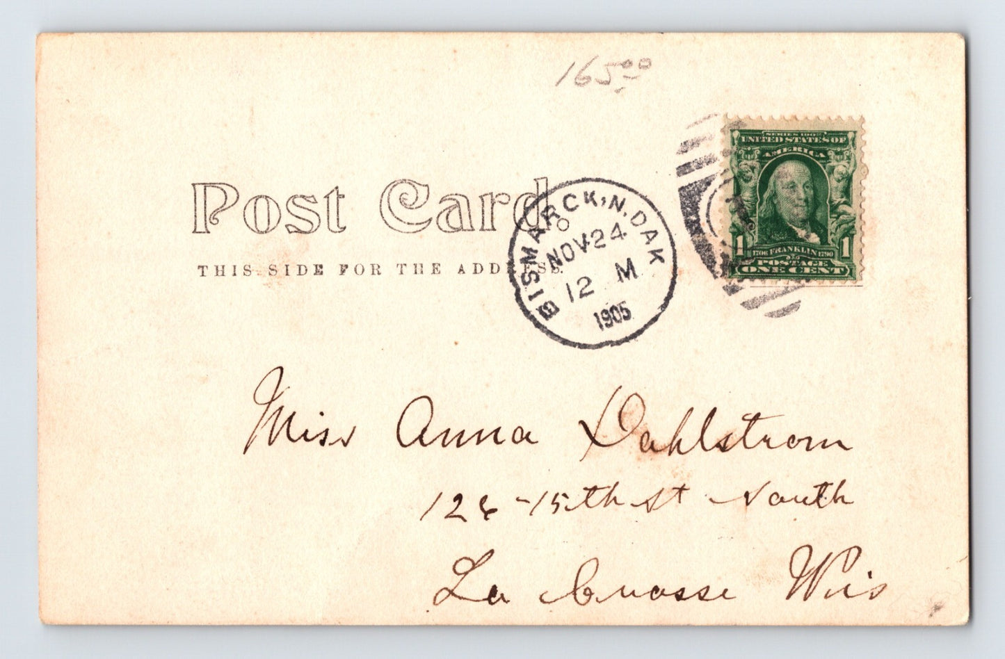 Bismarck North Dakota Railroad Depot 1905 RPPC Postcard Posted