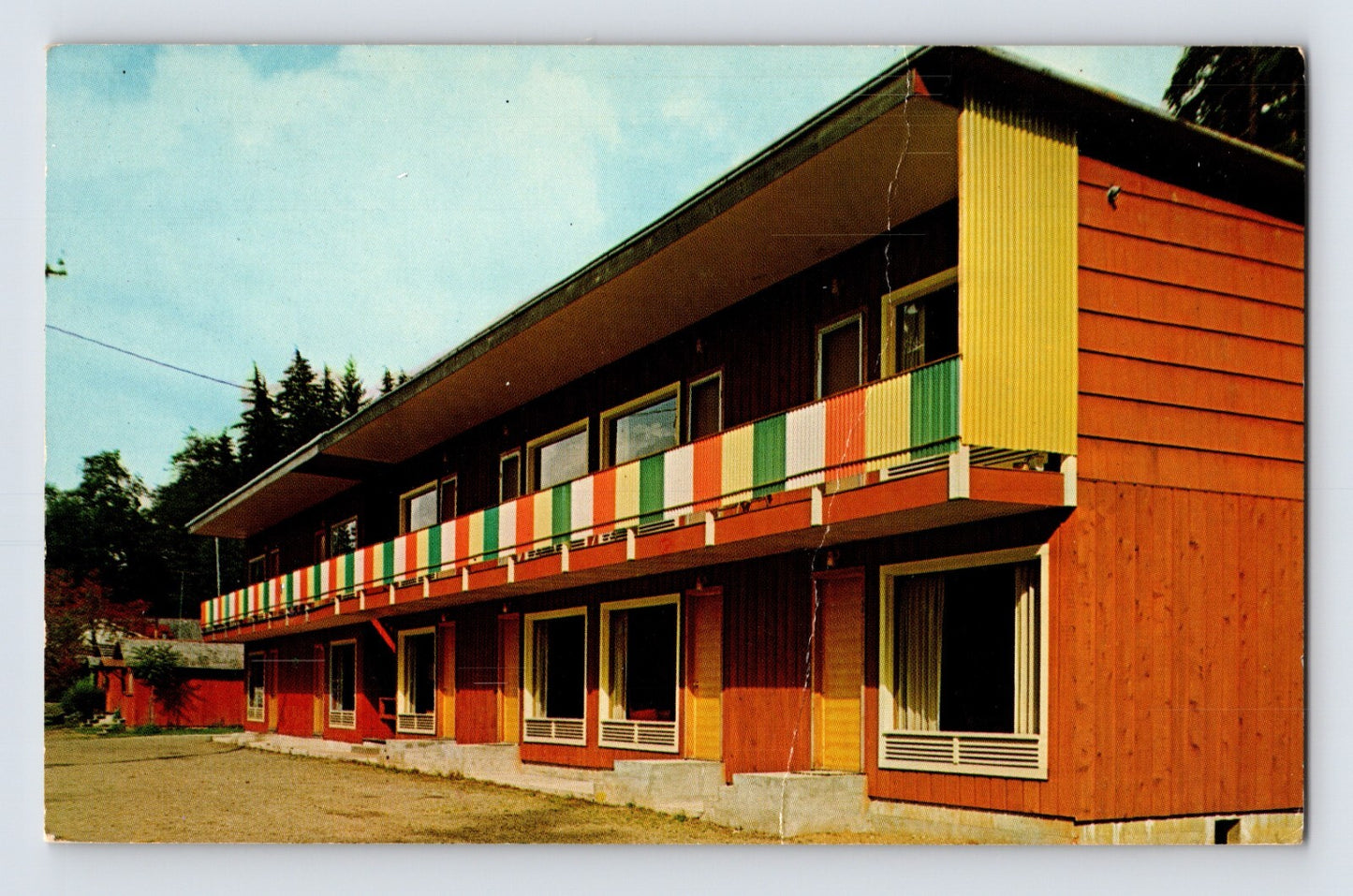 Quinault Washington Rain Forest Motel colorful mid century roadside lodging chrome postcard