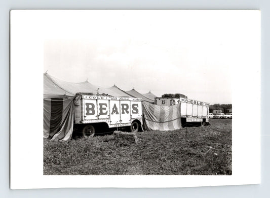 George Cole Circus 1954 bear cage truck Columbus Ohio vintage photo with canvas tents and transport wagons