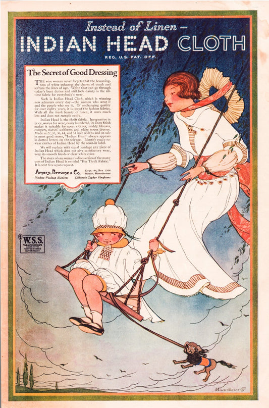 Indian Head Cloth 1915 Print Ad Mother Daughter Swing Full Page 10.5 x 13.5