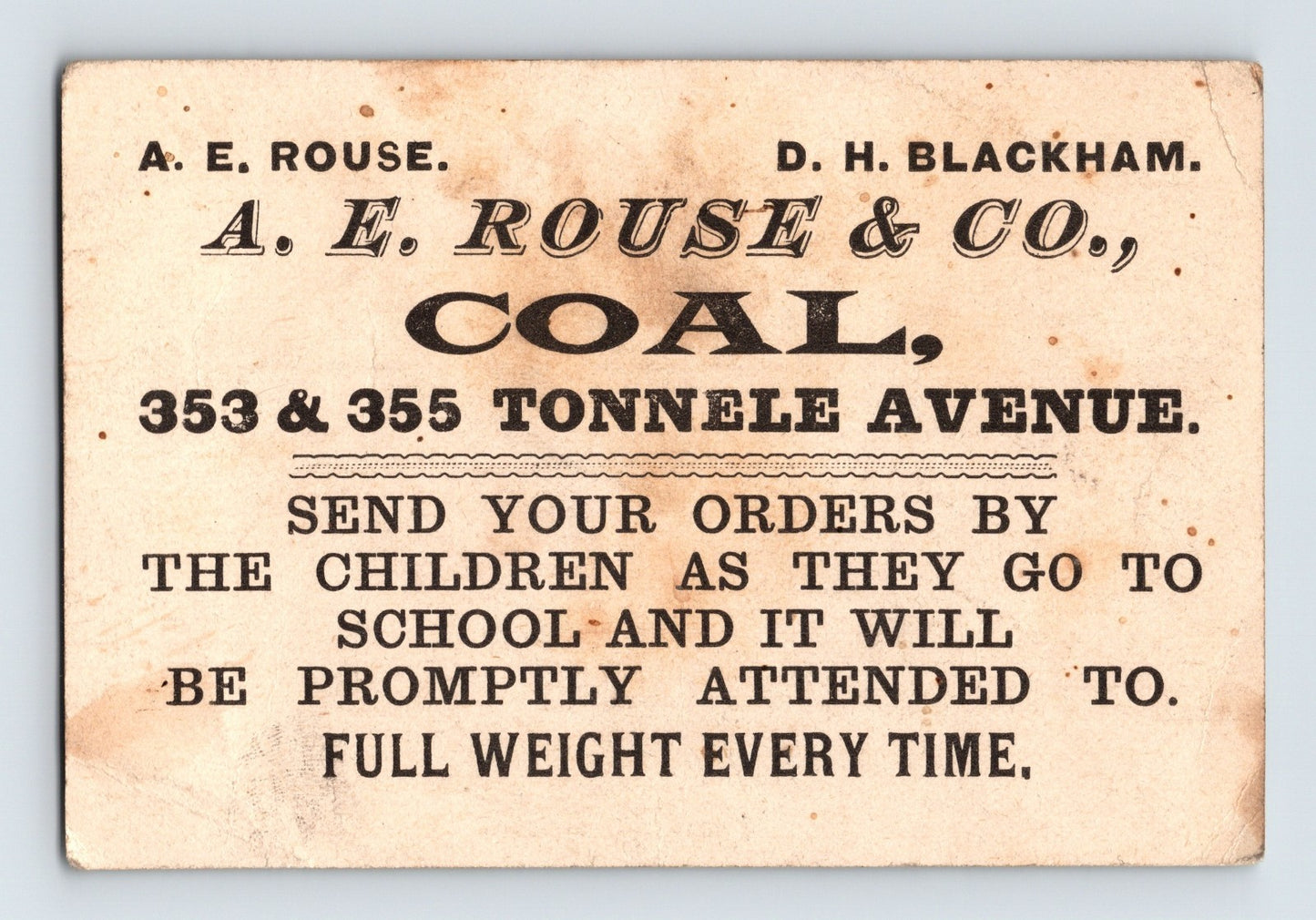Jersey City NJ Coal Delivery Children 1890s Victorian Trade Card 2.75 x 4.25