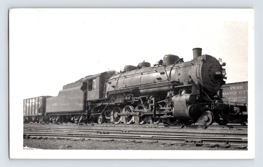 Pere Marquette Railroad 2-10-2 steam locomotive freight train Detroit Michigan 1940s black and white photo 3.5 x 5.75