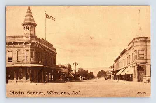 Winters California Main Street Downtown 1910s Postcard Unposted Divided Back