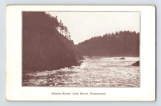 Long Beach Washington Fishing Rocks 1910s Postcard Unposted Divided Back