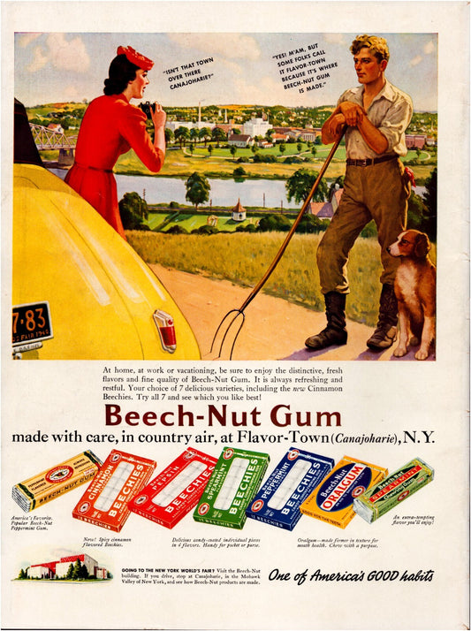 Beech-Nut Chewing Gum 1940 Flavor Town Country Air Print Ad 10.5 x 13.5