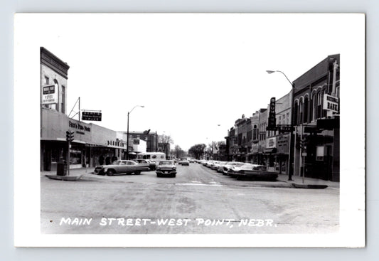 West Point Nebraska Main Street downtown Bauman Petes 1964 photo Postcard
