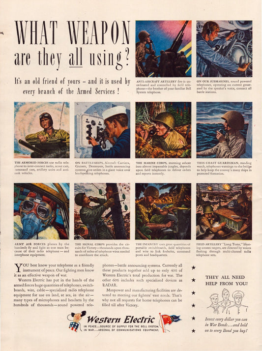 Western Electric Telephone 1945 World War Two Print Ad Full Page - 10.5 x 13.5
