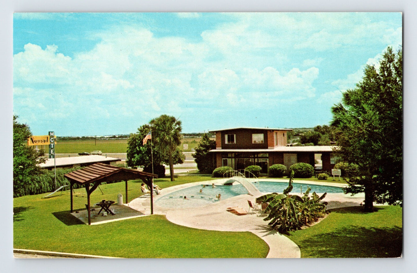 New Braunfels Texas Nomad Motel swimming pool roadside motel postcard