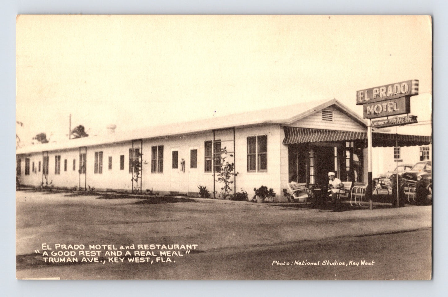 Key West Florida El Prado Motel Restaurant Diner 1951 Postcard Posted