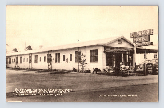 Key West Florida El Prado Motel Restaurant Diner 1951 Postcard Posted