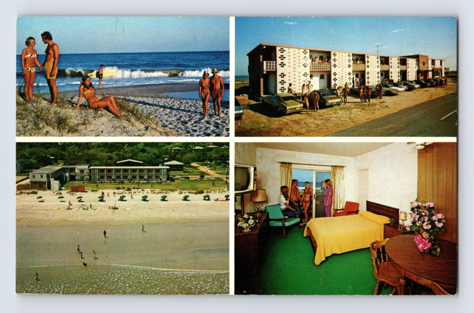 Surfside Beach South Carolina Monterrey Motel 1960s chrome multi view postcard