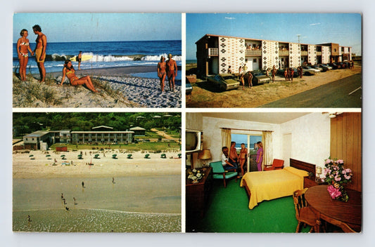 Surfside Beach South Carolina Monterrey Motel 1960s chrome multi view postcard