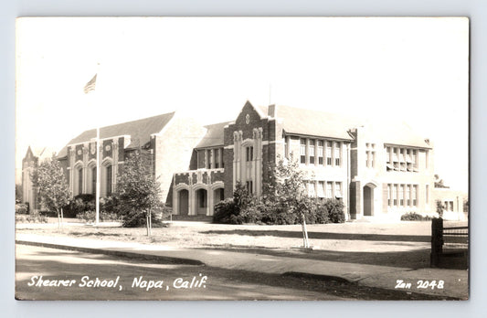 Shearer School Napa California campus building 1940s RPPC real photo postcard Zan Stark