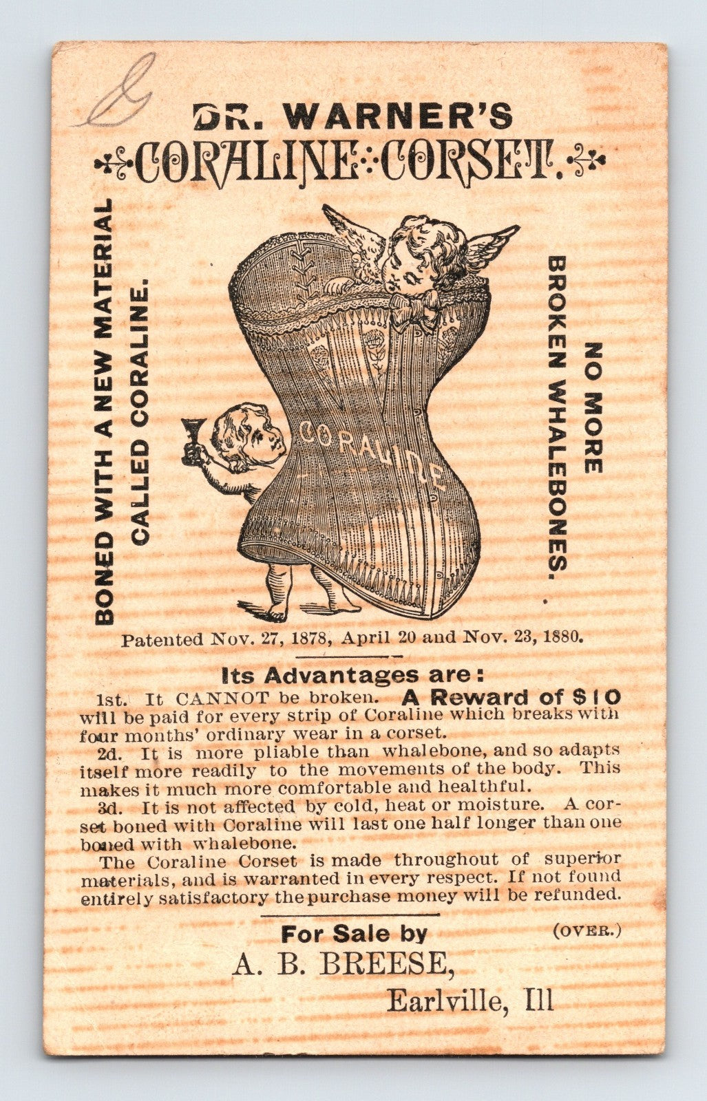 Warner Bros Coraline Corset Rose Temple Patience 1890s Trade Card 4.75 x 3