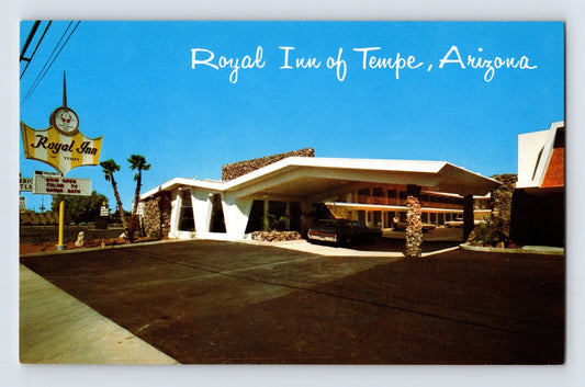 Tempe Arizona Royal Inn motel mid century modern roadside chrome postcard 1960s
