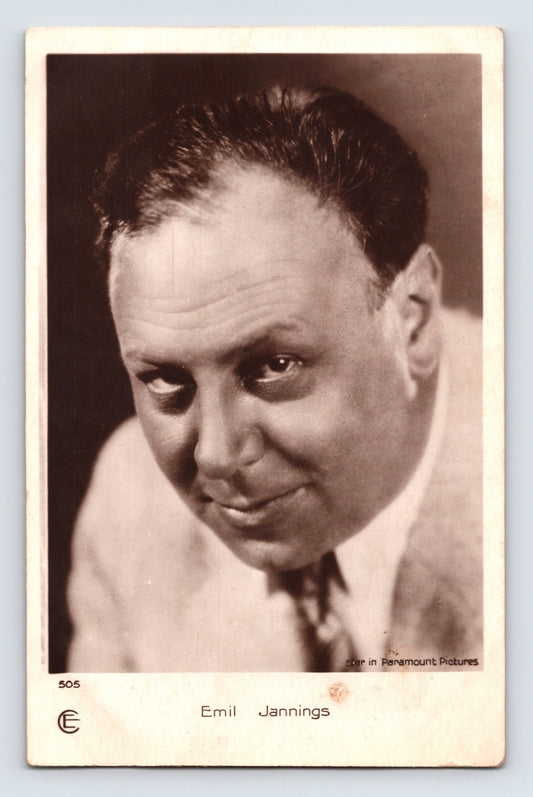 Emil Jannings studio portrait close up 1930s RPPC silent film actor postcard