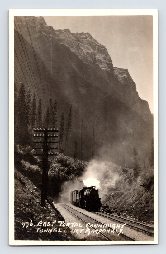 British Columbia Mount Macdonald east portal Connaught Tunnel train 1940s photo