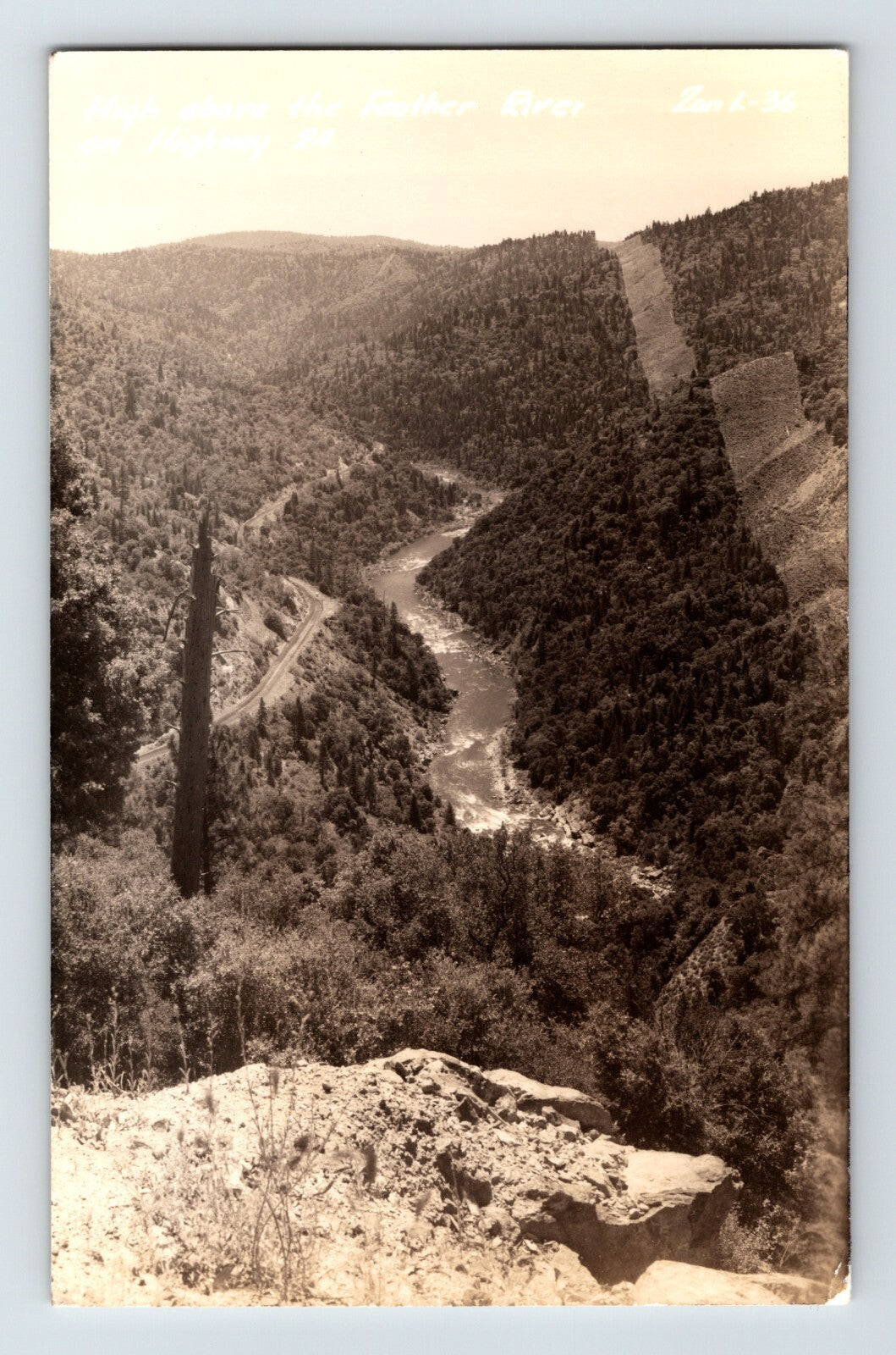 Feather River California Canyon Landscape 1940s RPPC Postcard EKC Unposted