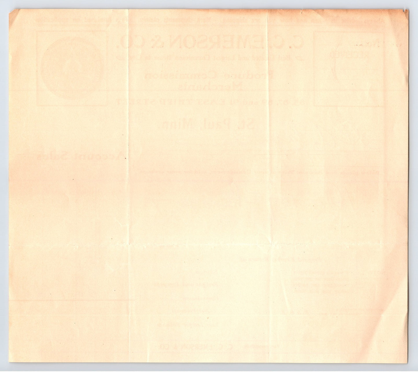 St Paul Minnesota 1903 C C Emerson Produce Billhead 8.5 x 8