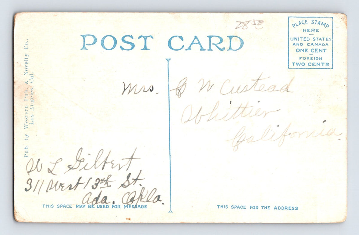 Whittier California Greenleaf Avenue Downtown 1910s Postcard Unposted Divided Back