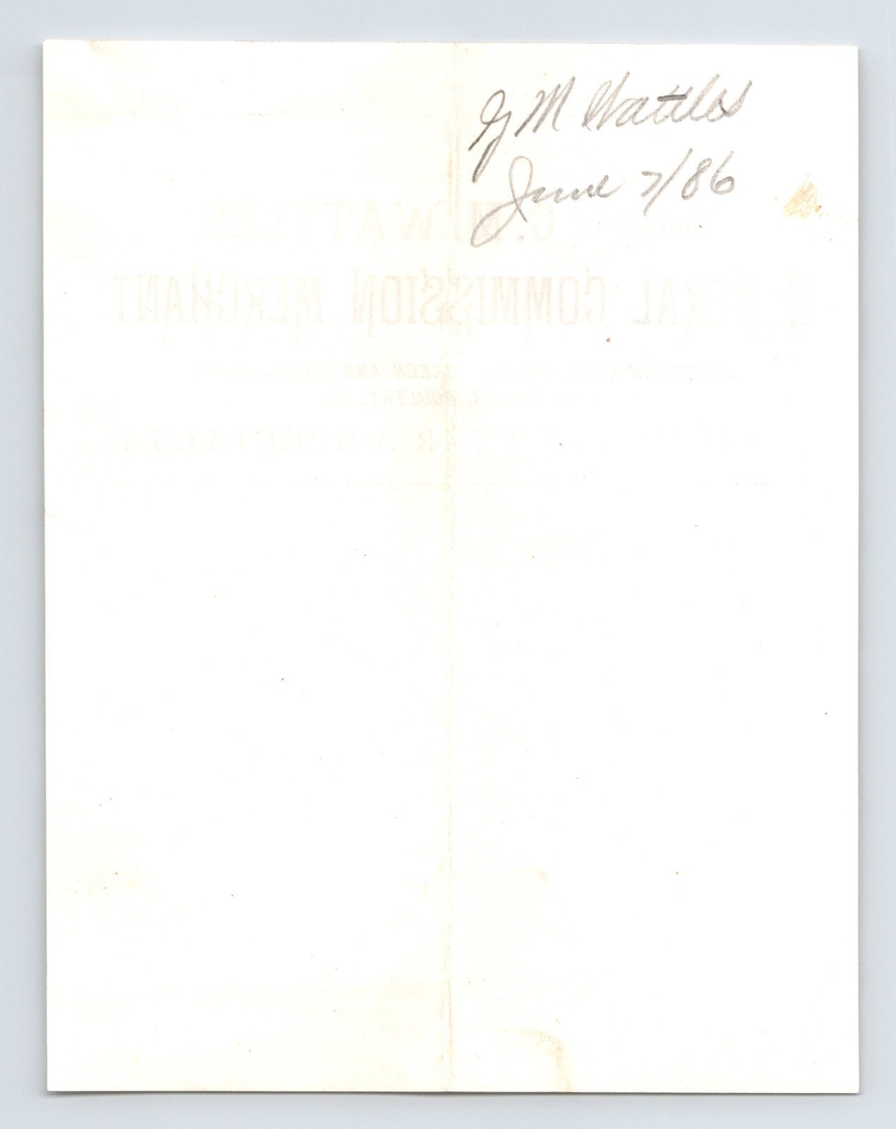 Buffalo New York 1886 G. M. Wattles General Commission Merchant Letterhead 4 x 5