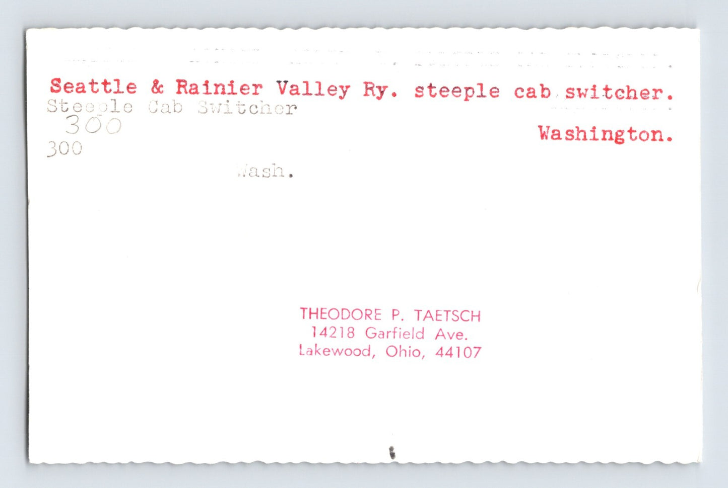 Seattle Washington Rainier Valley Steeple Cab Switcher 1966 Photo 3.5 x 5.5