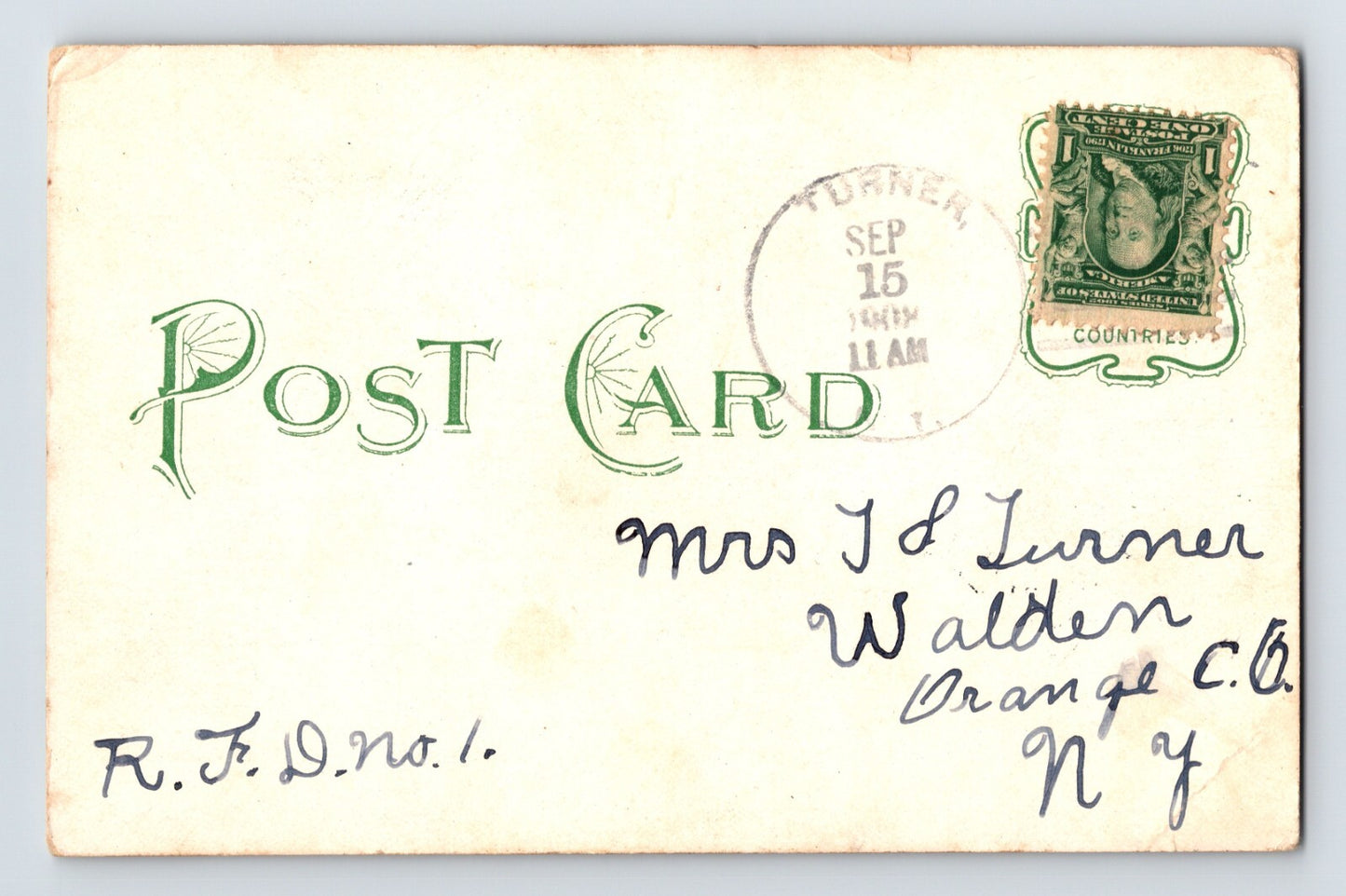 Turner New York Main Street House Horse 1908 Postcard Posted