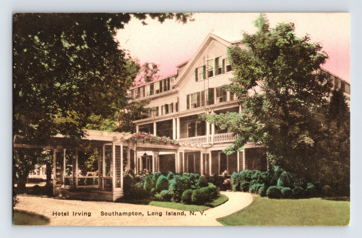 Southampton New York Hotel Irving Long Island resort albertype postcard 1930s