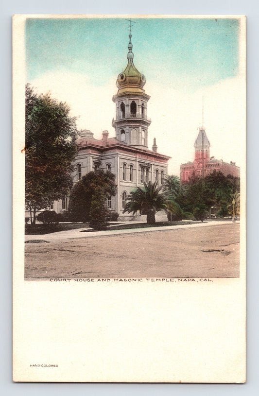 Napa California courthouse and Masonic Temple early 1900s postcard with domed tower architecture