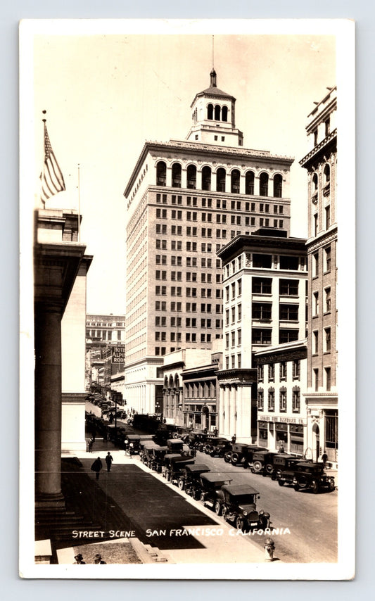 San Francisco California downtown street scene with early automobiles 1930s Photo 3.5 x 6