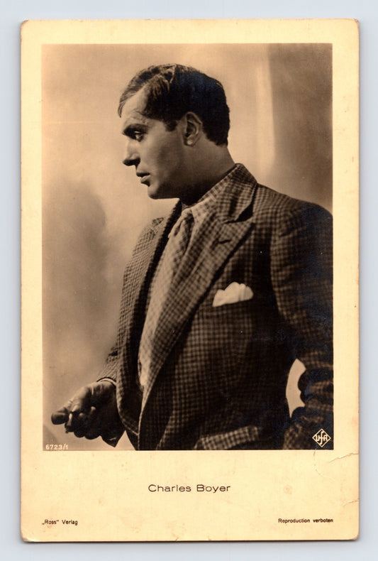 Charles Boyer 1930s portrait photo postcard United Artists actor formal suit profile