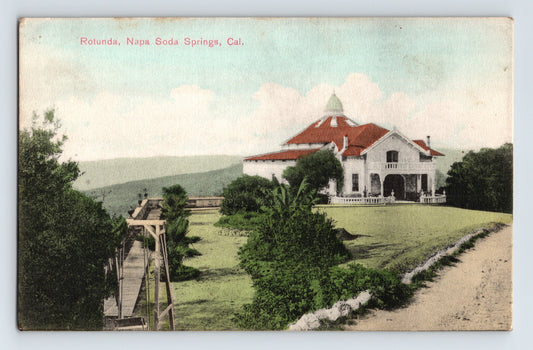 Napa California Soda Springs Rotunda hand colored 1910s postcard