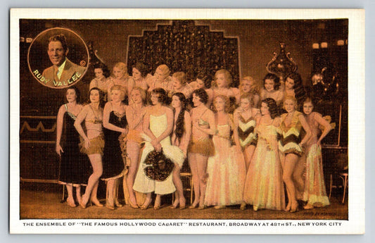 New York City Hollywood Restaurant Rudy Vallee Burlesque 1940s Postcard Unposted