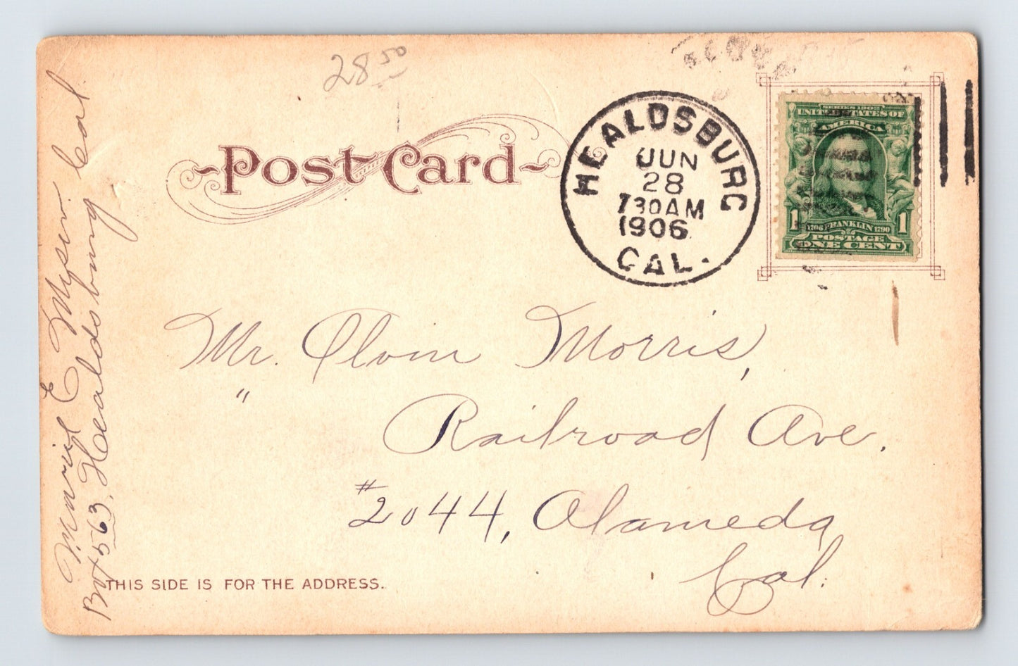 Healdsburg California Plaza City Hall 1906 Postcard Posted Undivided Back