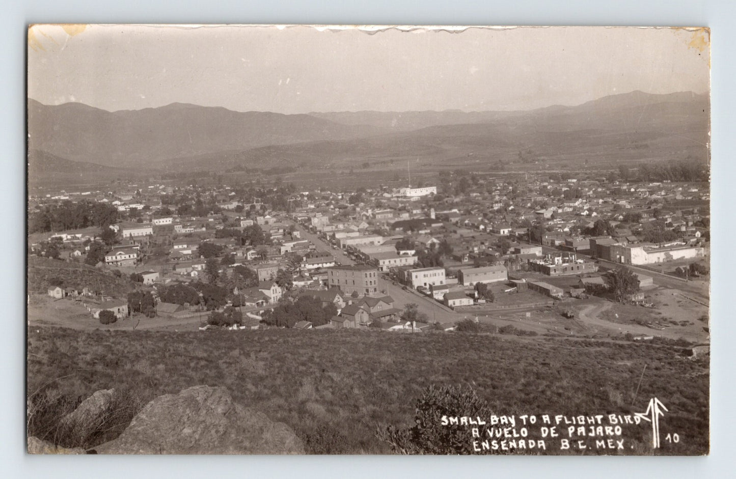 Ensenada Baja California Mexico Aerial Downtown 1920s RPPC Postcard Unposted
