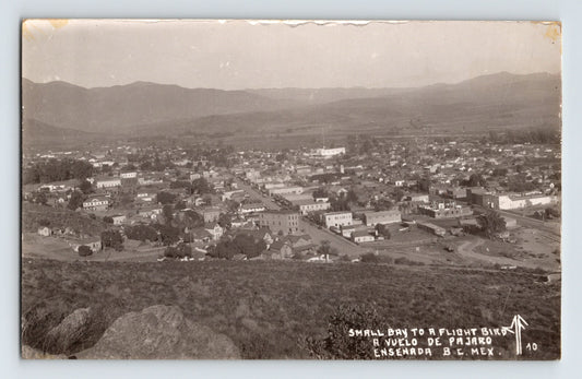 Ensenada Baja California Mexico Aerial Downtown 1920s RPPC Postcard Unposted