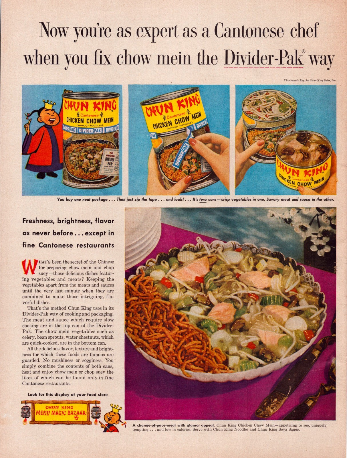 Chun King Chow Mein 1957 Chinese Food Print Ad Full Page - 10.5 x 13.5