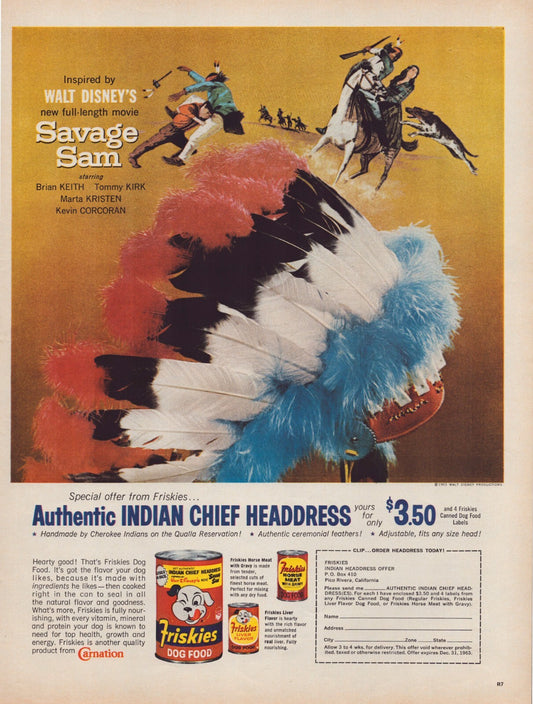 Disney Savage Sam Friskies Promo 1963 Print Ad Full Page 10.5 x 13.5