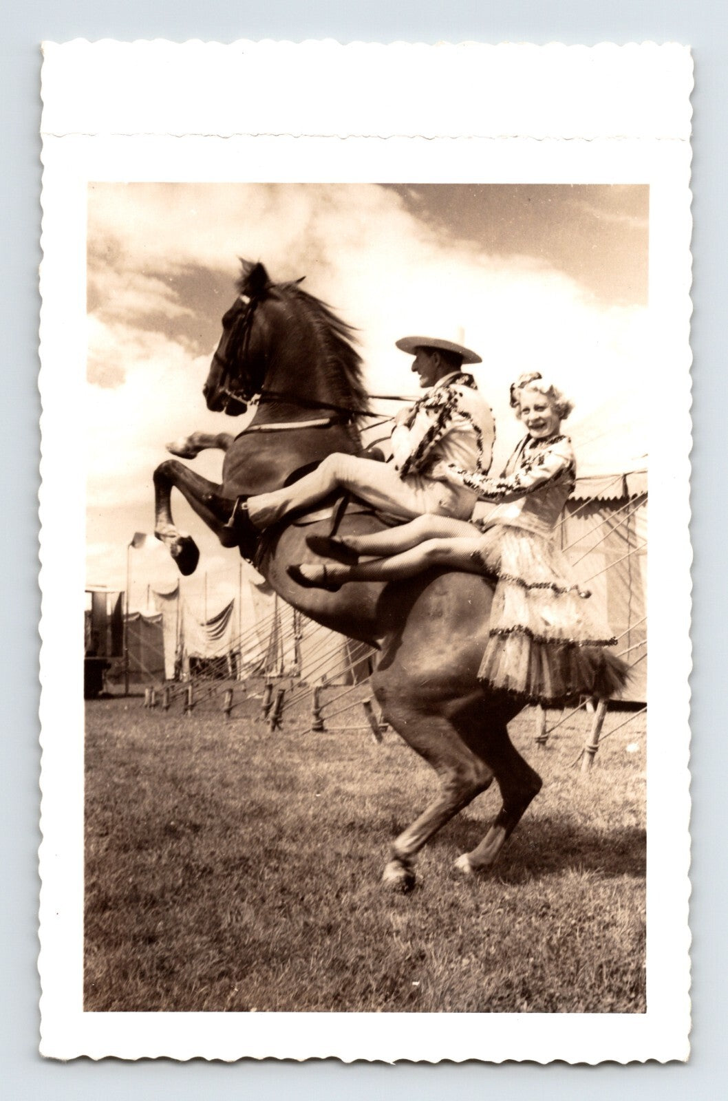 Miller Bros Circus 1954 Photo Performers on Horse 3.5 x 5