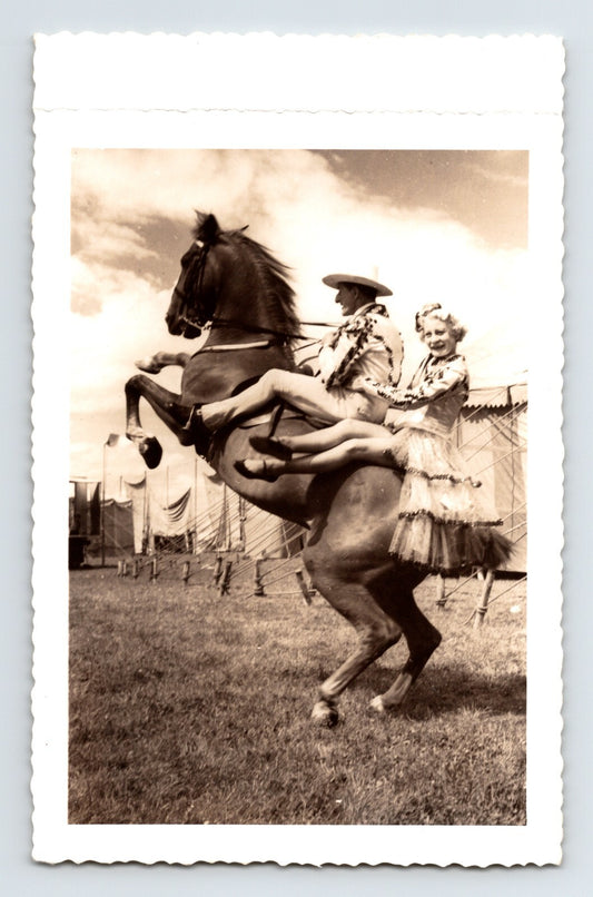 Miller Bros Circus 1954 Photo Performers on Horse 3.5 x 5