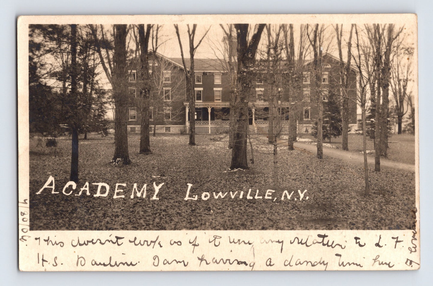 Lowville New York Academy School 1906 Postcard Posted Undivided Back