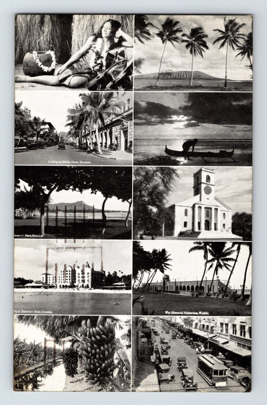 Honolulu Hawaii Multi View 1936 Postcard Posted