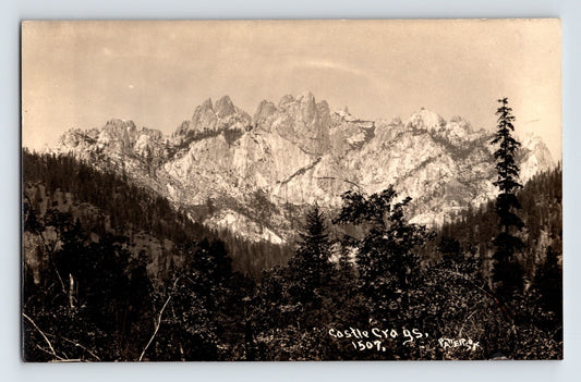 Castle Crags California Rocks Landscape 1910s RPPC Postcard Unposted Divided