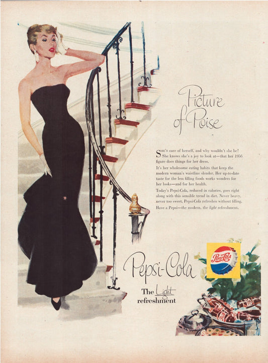 Pepsi 1956 Picture of Poise Pin Up Print Ad - 10.5 x 13.5