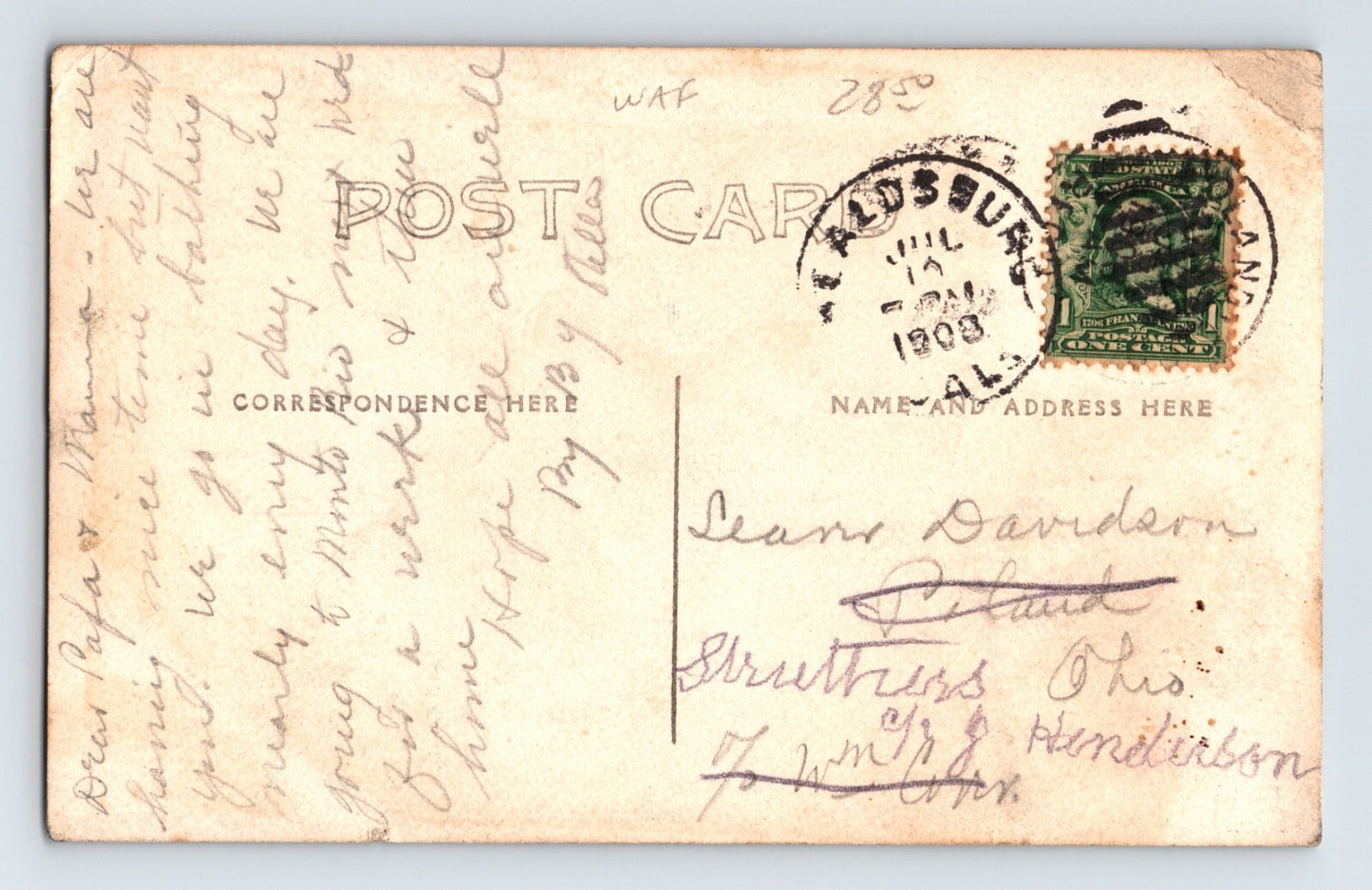 Healdsburg California Canyon Home 1908 RPPC Postcard Posted