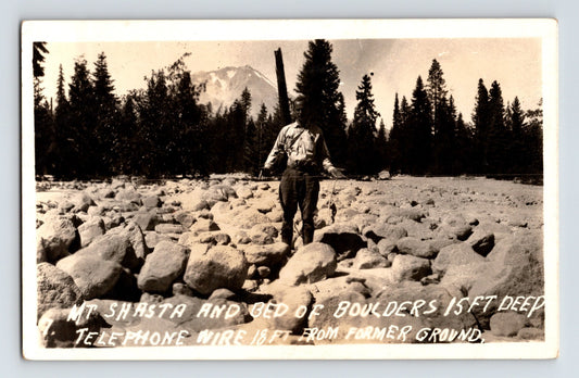 Mount Shasta California Boulder Bed 1920s RPPC Postcard Unposted