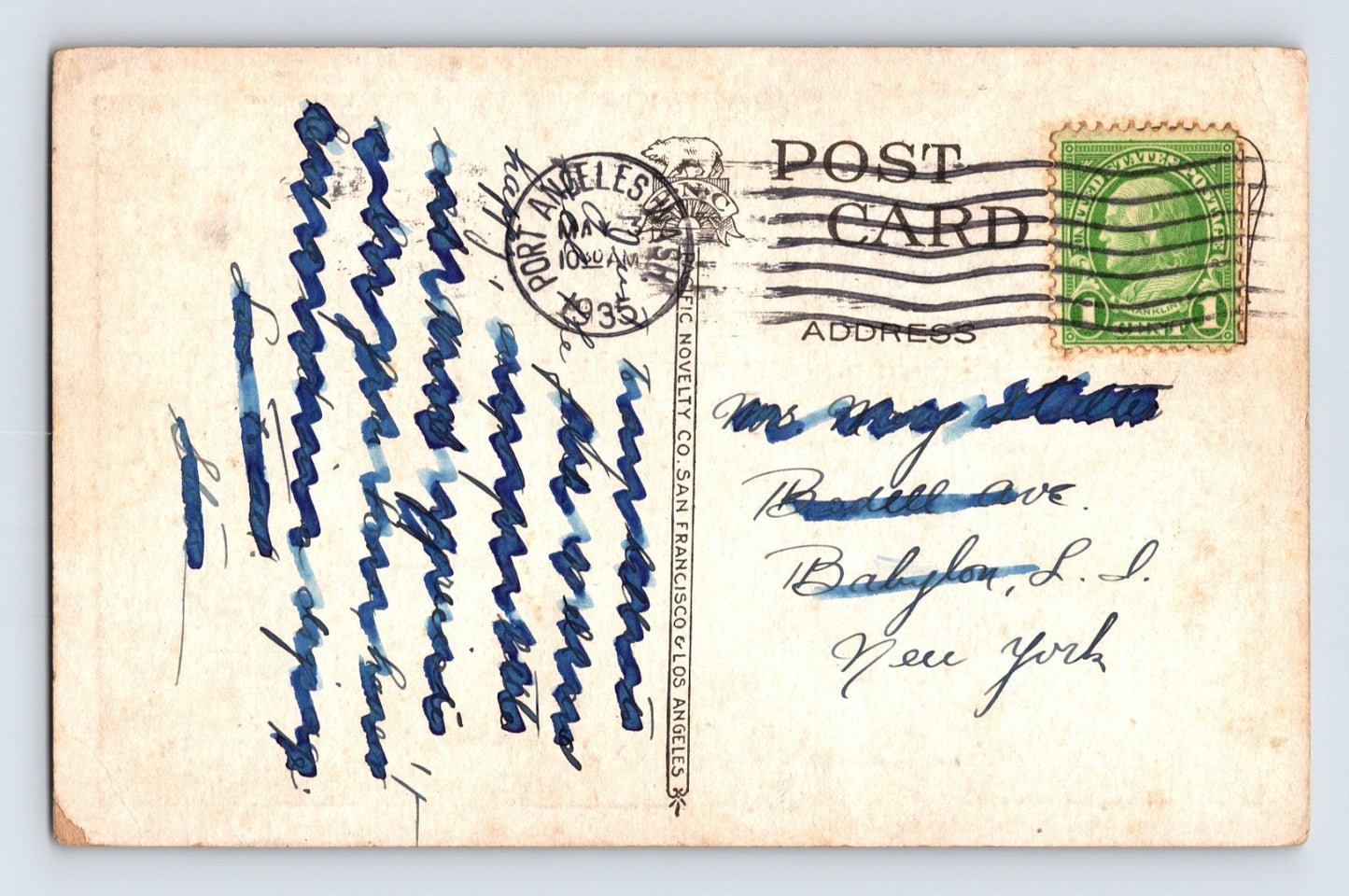 Bellingham Washington Mt Olympus Blue Glacier 1935 Postcard White Border Posted